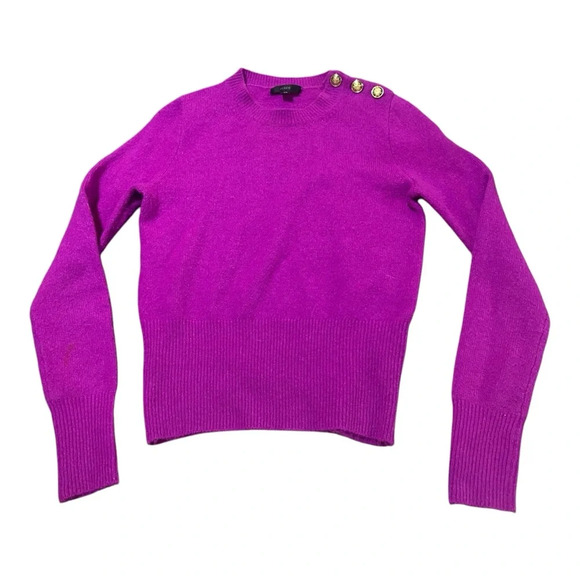 J Crew Crewneck sweater with shoulder buttons Neon Violet Purple AU196 Sz XS - Picture 1 of 8